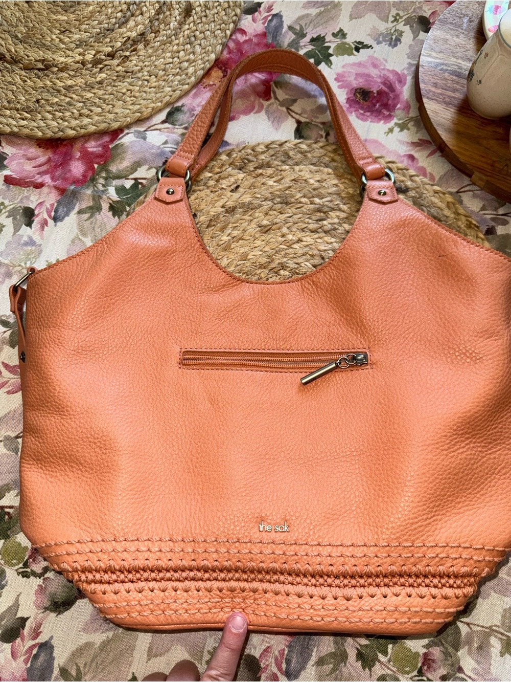 The Sak Coral Leather Tote with Braided Base Detail - Picture 5 of 9